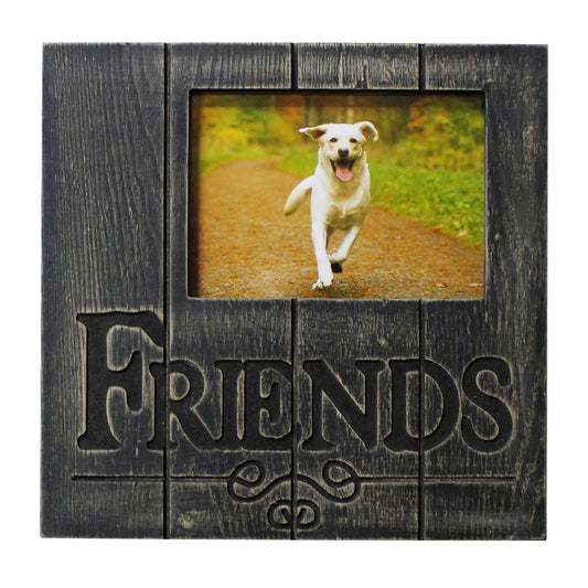 CVHOMEDECO. 7x5 Picture Frame Made of Solid Wood High Definition Glass Friends Designs Photo Frame for Tabletop Display and Wall Mounting, Distress Black