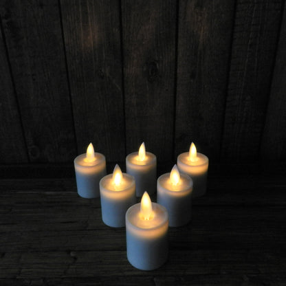 CVHOMEDECO. 6 PCS/SET Dancing Flame Classic Pillar LED Tea light Candle, Ivory, 1.5 x 2.5 Inch