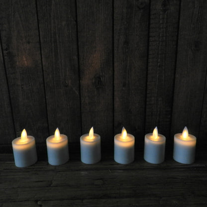 CVHOMEDECO. 6 PCS/SET Dancing Flame Classic Pillar LED Tea light Candle, Ivory, 1.5 x 2.5 Inch