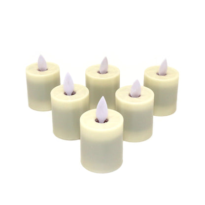 CVHOMEDECO. 6 PCS/SET Dancing Flame Classic Pillar LED Tea light Candle, Ivory, 1.5 x 2.5 Inch