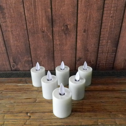 CVHOMEDECO. 6 PCS/SET Dancing Flame Classic Pillar LED Tea light Candle, Ivory, 1.5 x 2.5 Inch