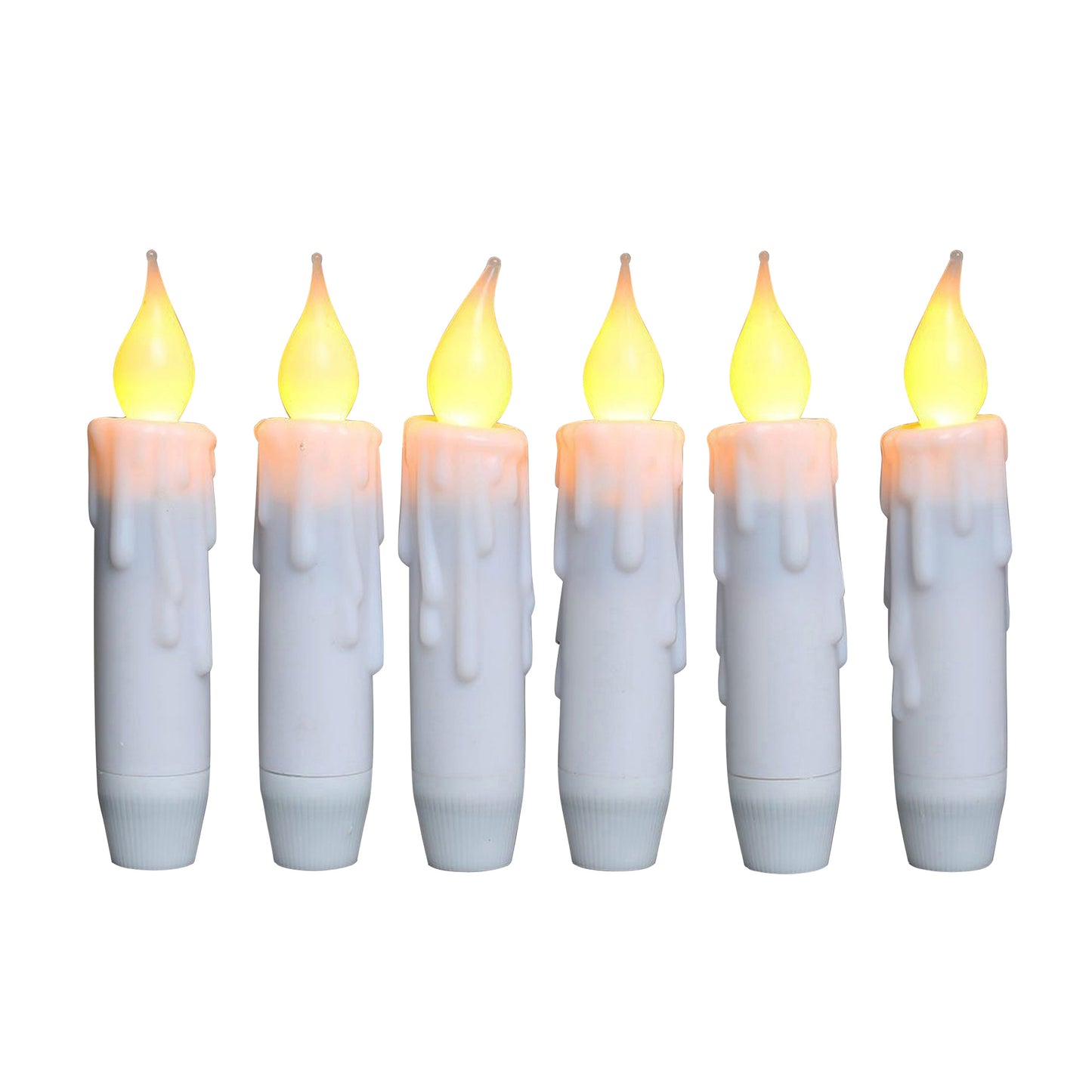 CVHOMEDECO. Set of 6 Flickering Warm White LED Resin Drip 4 Inch Taper Candle with Timer