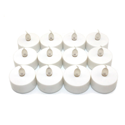 CVHOMEDECO. Set of 12 Flickering Warm White Battery-Operated Smokeless LED Tealight with Timer (Auto 6 Hours on and 18 Hours Off) for Indoor/Outdoor Home Party Holiday Décor.