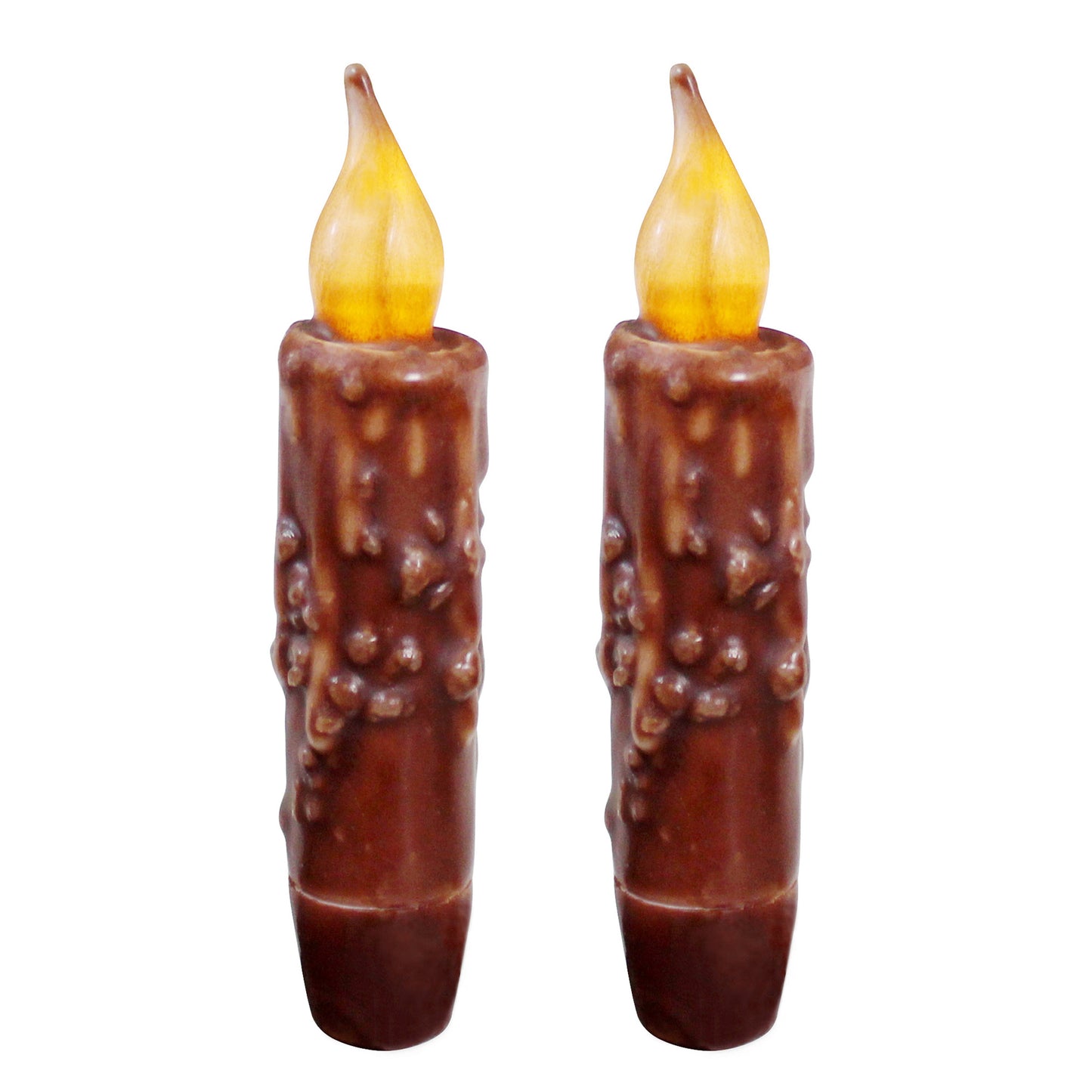 CVHOMEDECO. Real Wax Hand Dipped Battery Operated LED Timer Taper Candles Country Primitive Flameless Lights Décor, 4.75 Inch, Coffee, 2 PCS in a Package