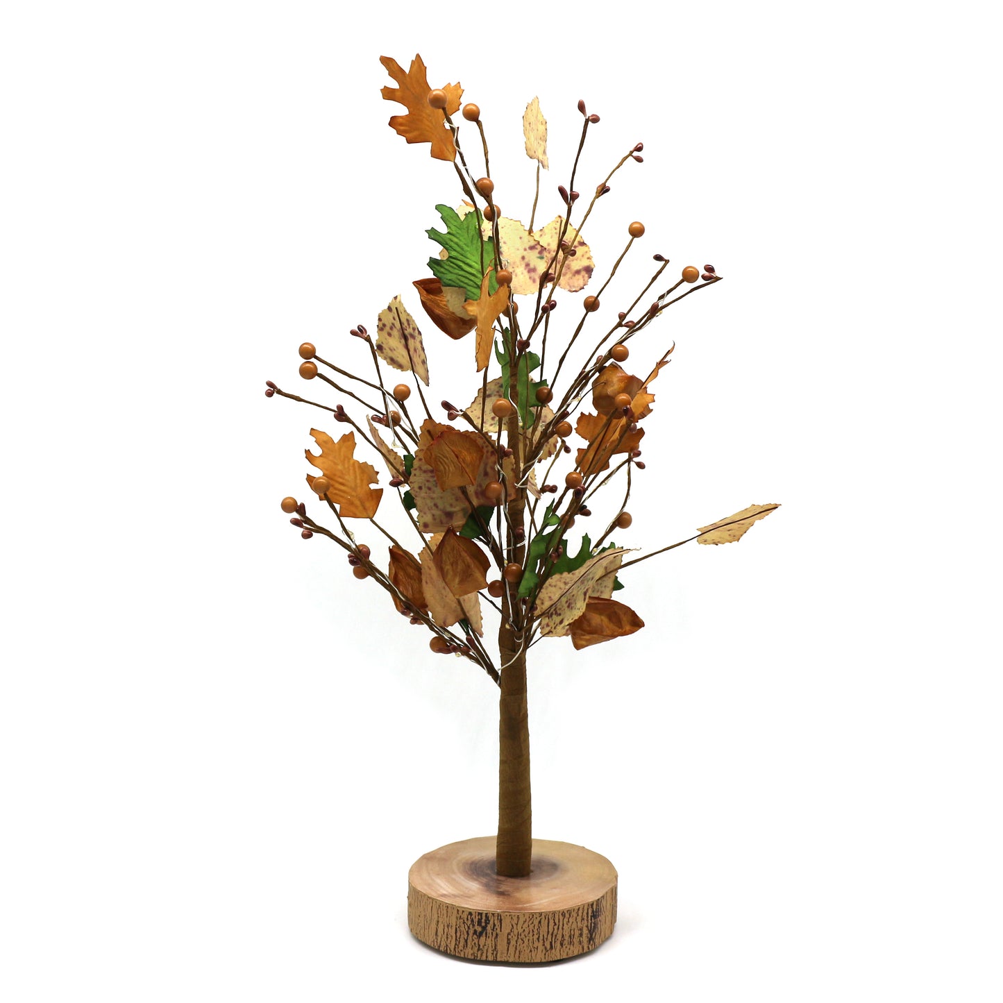 CVHOMEDECO. Battery Operated w/Timer Lighted Fall Tree Tabletop LED Light, 20 Warm White LEDs, Rustic Vintage Wooden base, For Home/Party/ Wedding/Festival/Indoor Decoration, 21 Inch