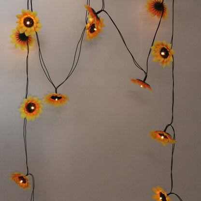 CVHOMEDECO. Sunflower String Lights Artificial Silk Flowers Battery Powered Fairy Starry Lights for Wedding Birthday Party and Holiday Seasonal Décor, 13 ft/20 LEDs