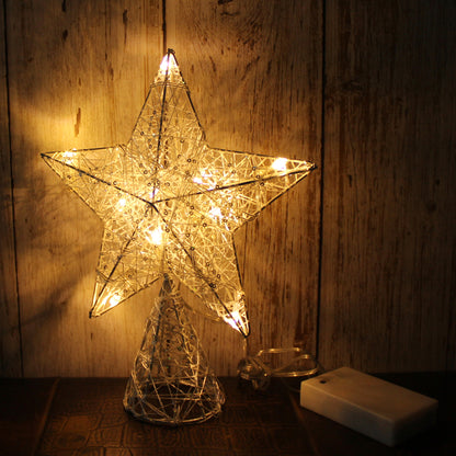 CVHOMEDECO. White Tree Top Star with Warm White LED Lights and Timer for Christmas Tree Decoration and Holiday Seasonal Décor, 8 x 10 Inch