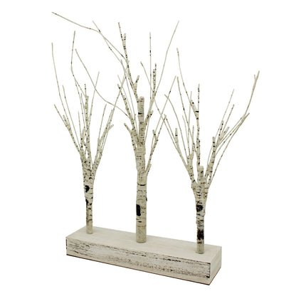 CVHOMEDECO. Battery Operated w/Timer Illuminated Birch Tree Centerpiece Lighted Three Trees Tabletop LED Lights, For Home/Party/Wedding/Festival/Indoor Decoration, 21 Inch