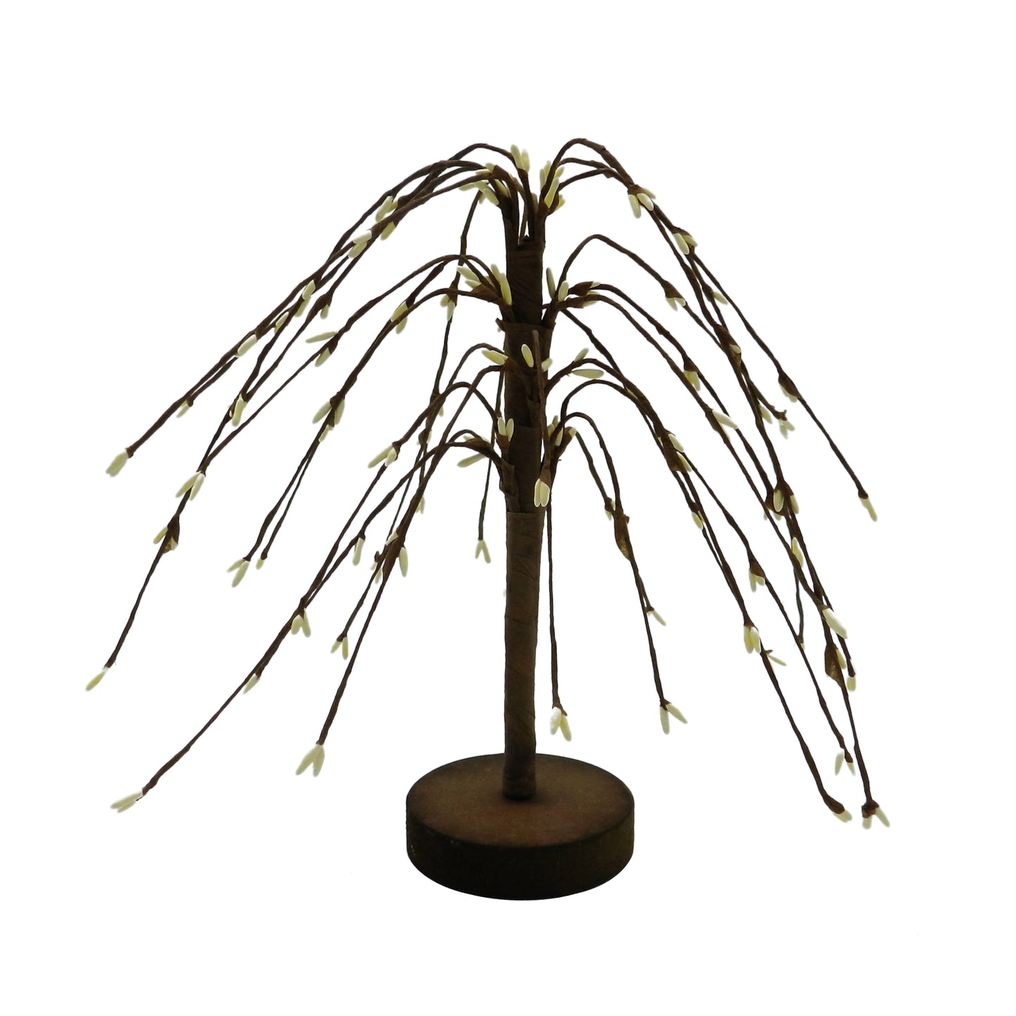CVHOMEDECO. Cream Pip Berry Weeping Willow Tree Rustic Vintage Decoration Art, 7 Inch