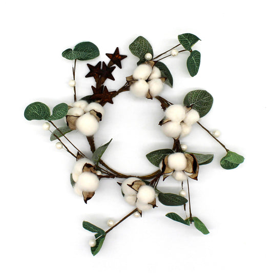 CVHOMEDECO. Primitives Rustic Pod Pip Berries and Eucalyptus Leaves with Rusty Barn Stars Wreath, 12 Inch