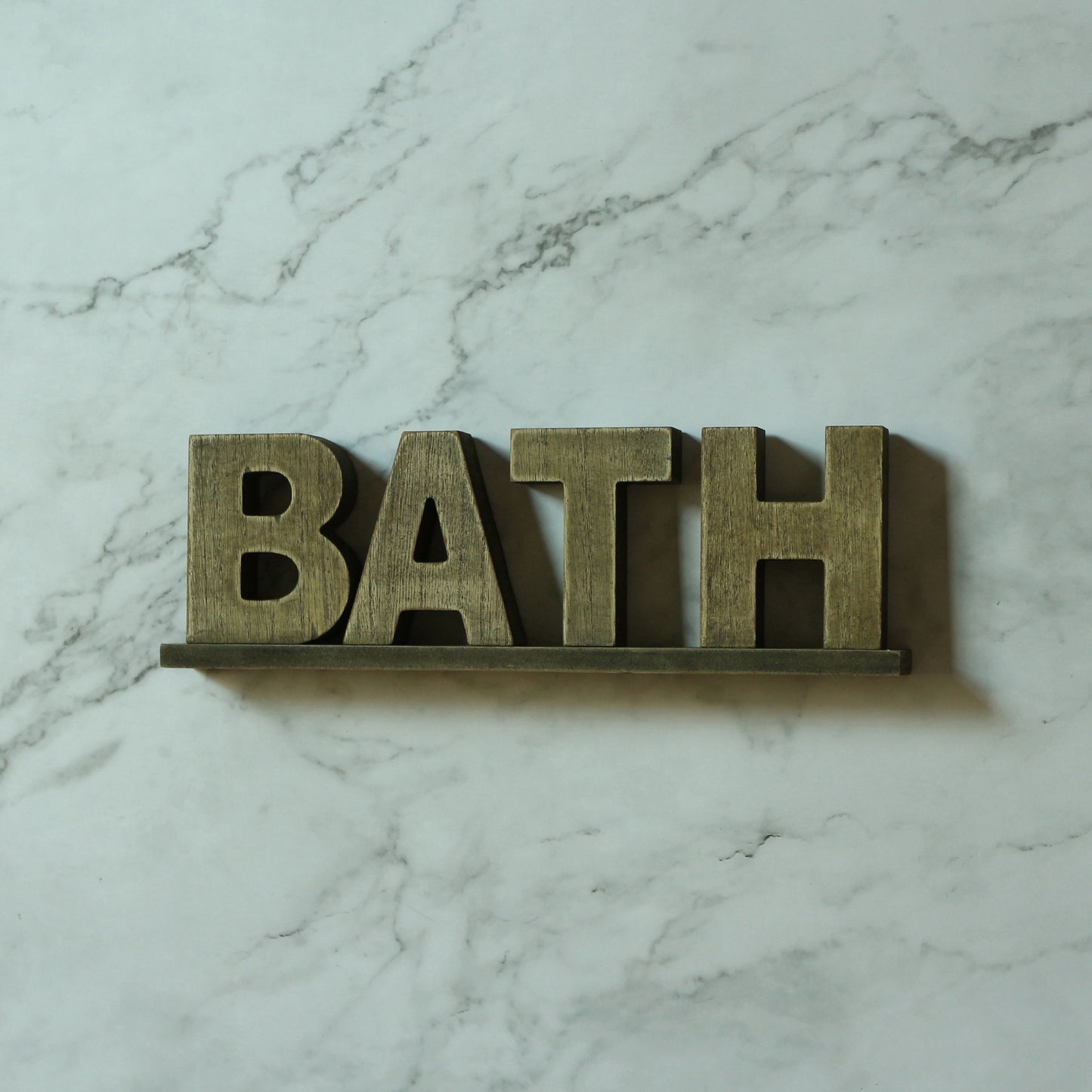 CVHOMEDECO. Rustic Vintage Wooden Words Sign Free Standing Bath, Bathroom/Home Wall/Door Decoration Art (Natural 1)