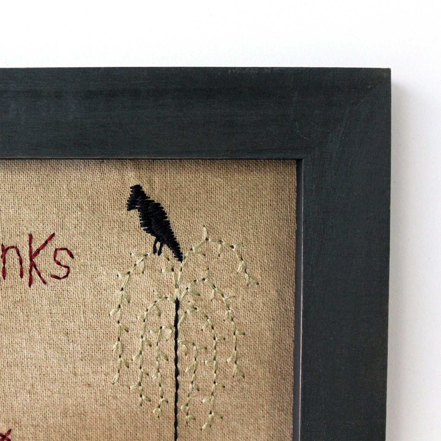 CVHOMEDECO. Primitives Antique Give Thanks for Simple Blessings Stitchery Frame Wall Mounted Hanging Decor Art, 9 x 7 Inch