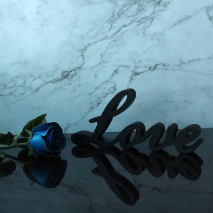 CVHOMEDECO. Black Wooden Words Sign Free Standing "Love" Desk/Shelf/Home Wall/Office Decoration Art, 10.25 x 4.5x 1 Inch