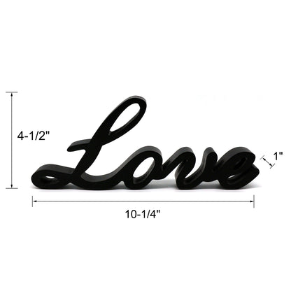 CVHOMEDECO. Black Wooden Words Sign Free Standing "Love" Desk/Shelf/Home Wall/Office Decoration Art, 10.25 x 4.5x 1 Inch