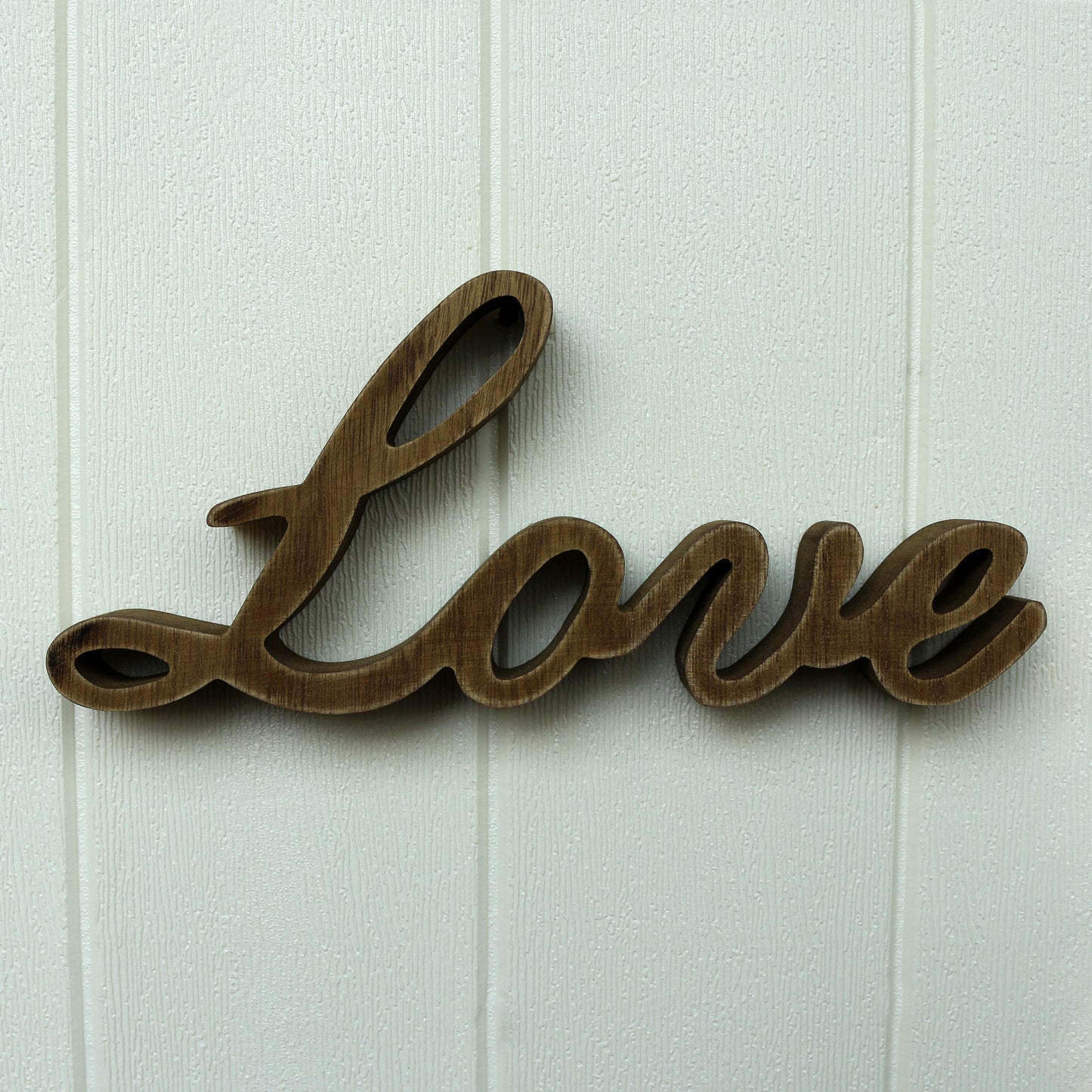 CVHOMEDECO. Rustic Vintage Distressed Wooden Words Sign Free Standing "Love" Tabletop/Shelf/Home Wall/Office Decoration Art, 10.25 x 4.5 x 1 Inch