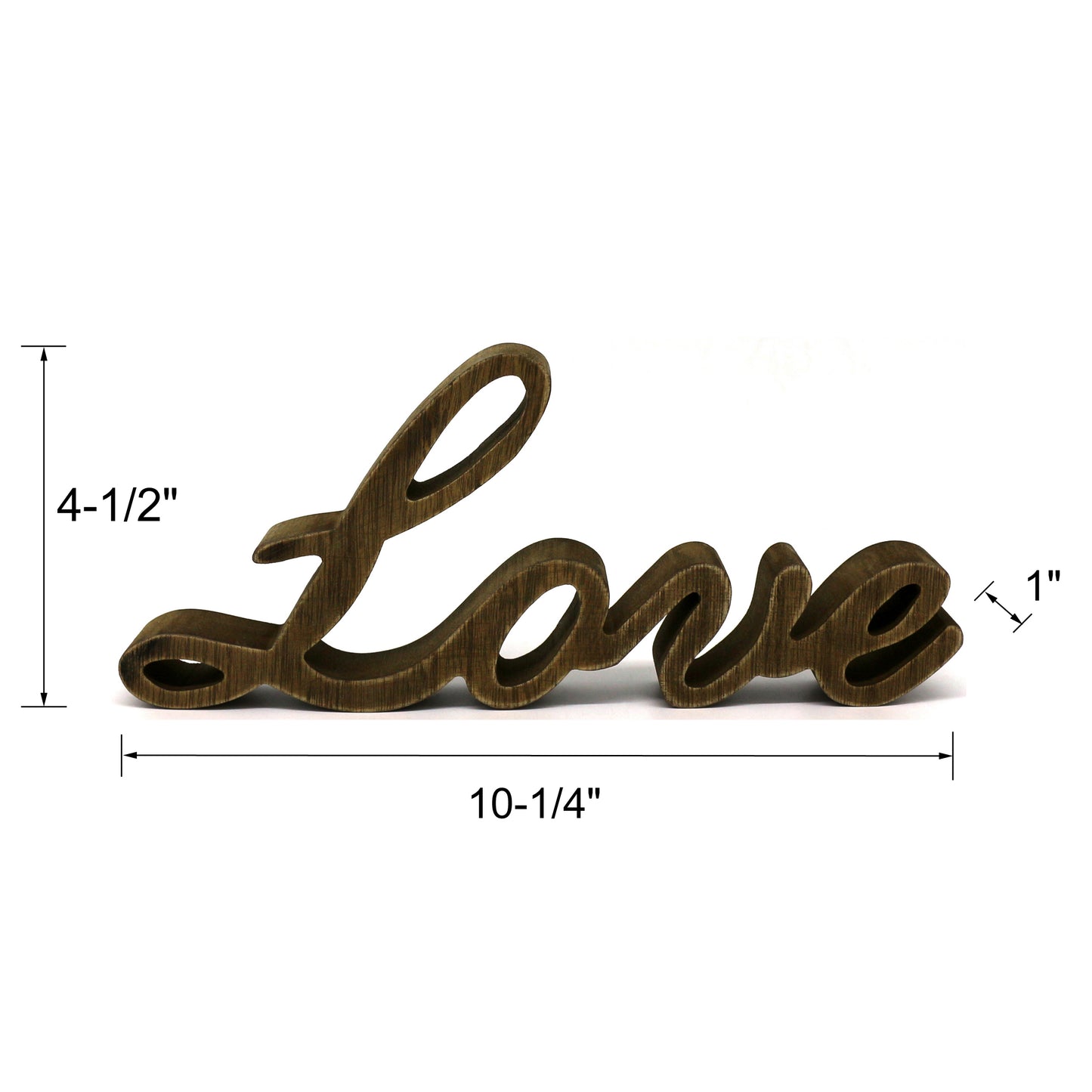 CVHOMEDECO. Rustic Vintage Distressed Wooden Words Sign Free Standing "Love" Tabletop/Shelf/Home Wall/Office Decoration Art, 10.25 x 4.5 x 1 Inch