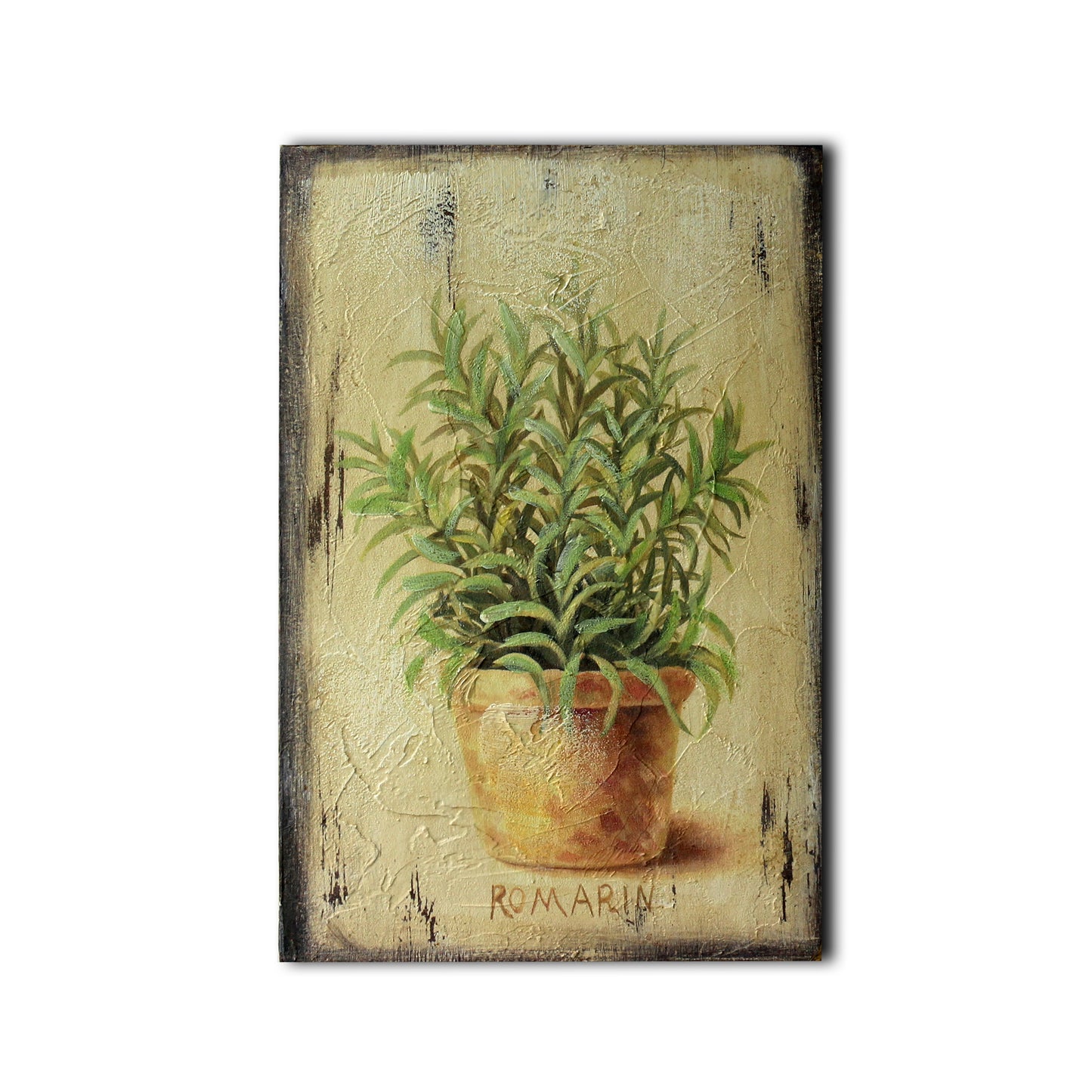 CVHOMEDECO. Rustic Vintage Hand Painted Wooden Frame Wall Hanging 3D Painting Decoration Art, Plant in Terracotta Design, 8 x 12 Inch