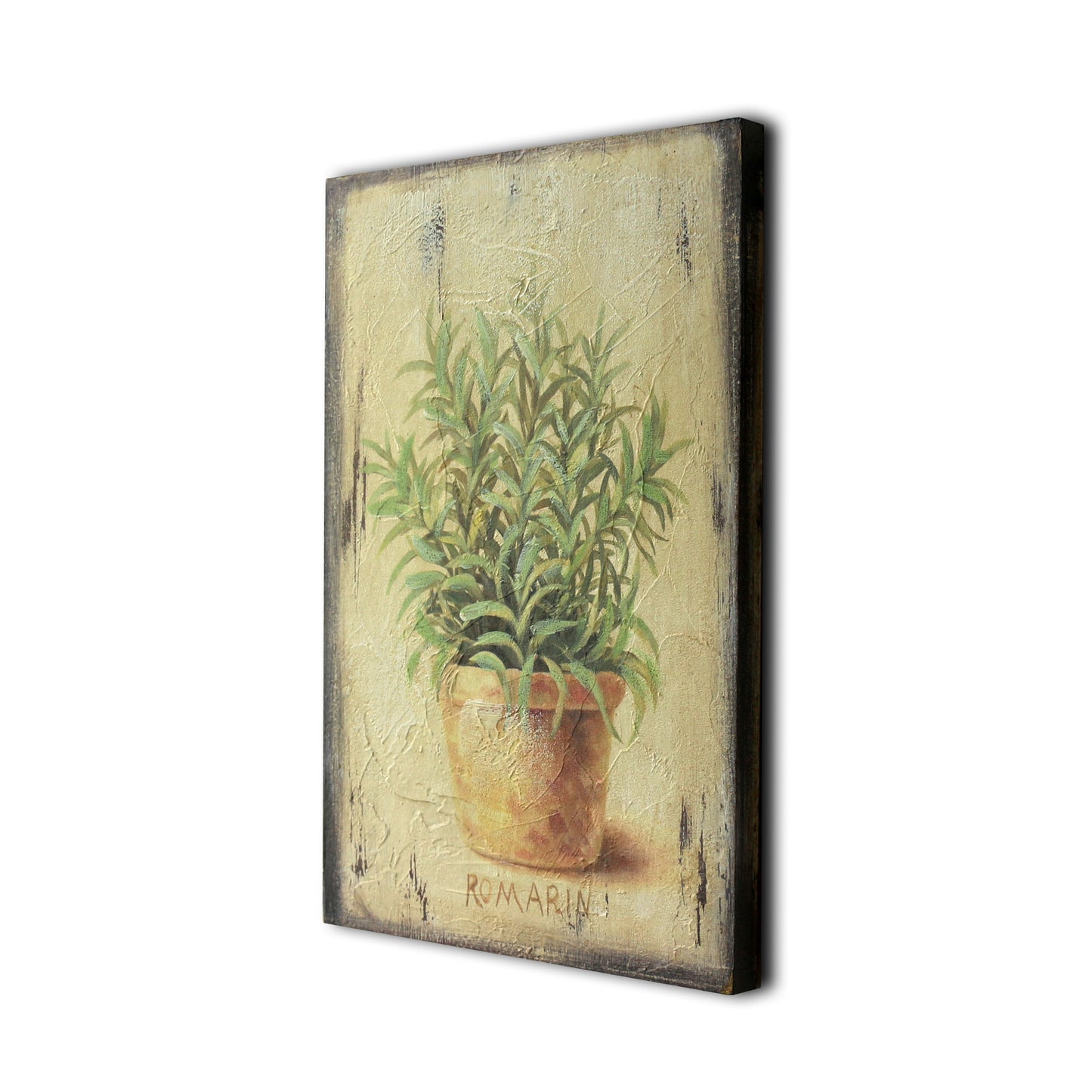 CVHOMEDECO. Rustic Vintage Hand Painted Wooden Frame Wall Hanging 3D Painting Decoration Art, Plant in Terracotta Design, 8 x 12 Inch
