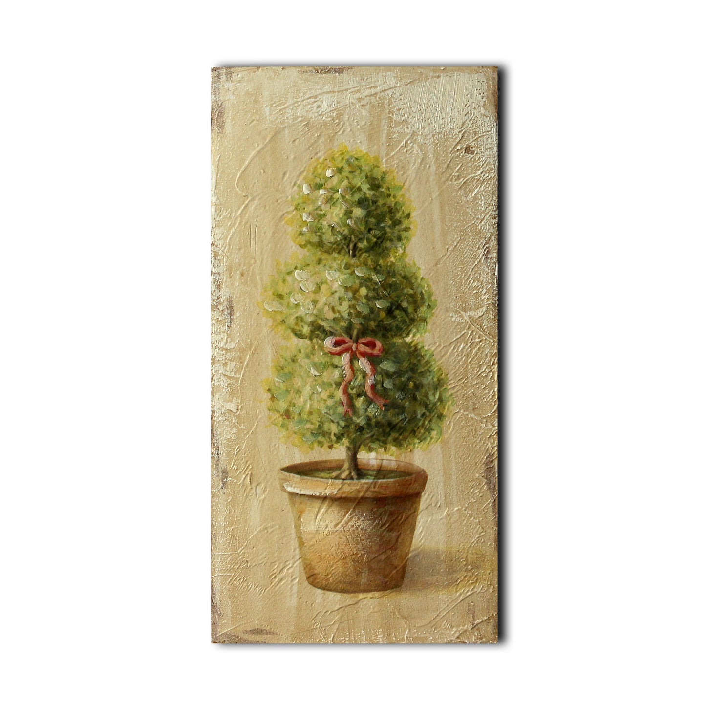 CVHOMEDECO. Primitive Vintage Hand Painted Wooden Frame Wall Hanging 3D Painting Decoration Art, Tree in Terracotta Design, 6 x 12 Inch, Set of 2.