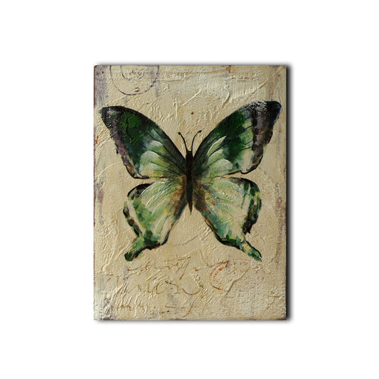 CVHOMEDECO. Primitive Antique Hand Painted Wooden Frame Wall Hanging 3D Painting Decoration Art, Butterfly Design, 6 x 8 Inch, Set of 2.