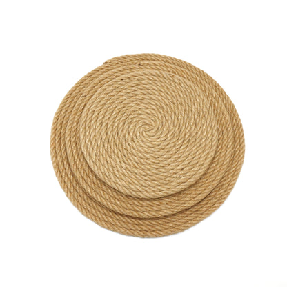 CVHOMEDECO. Rustic Hemp Rope Round Disc for Wall Hanging, Indoor DIY Wall Art Sculptures for Home, Office and Hotel Primitive Country Style Décor. Set of 3, 12/10/8 Inch