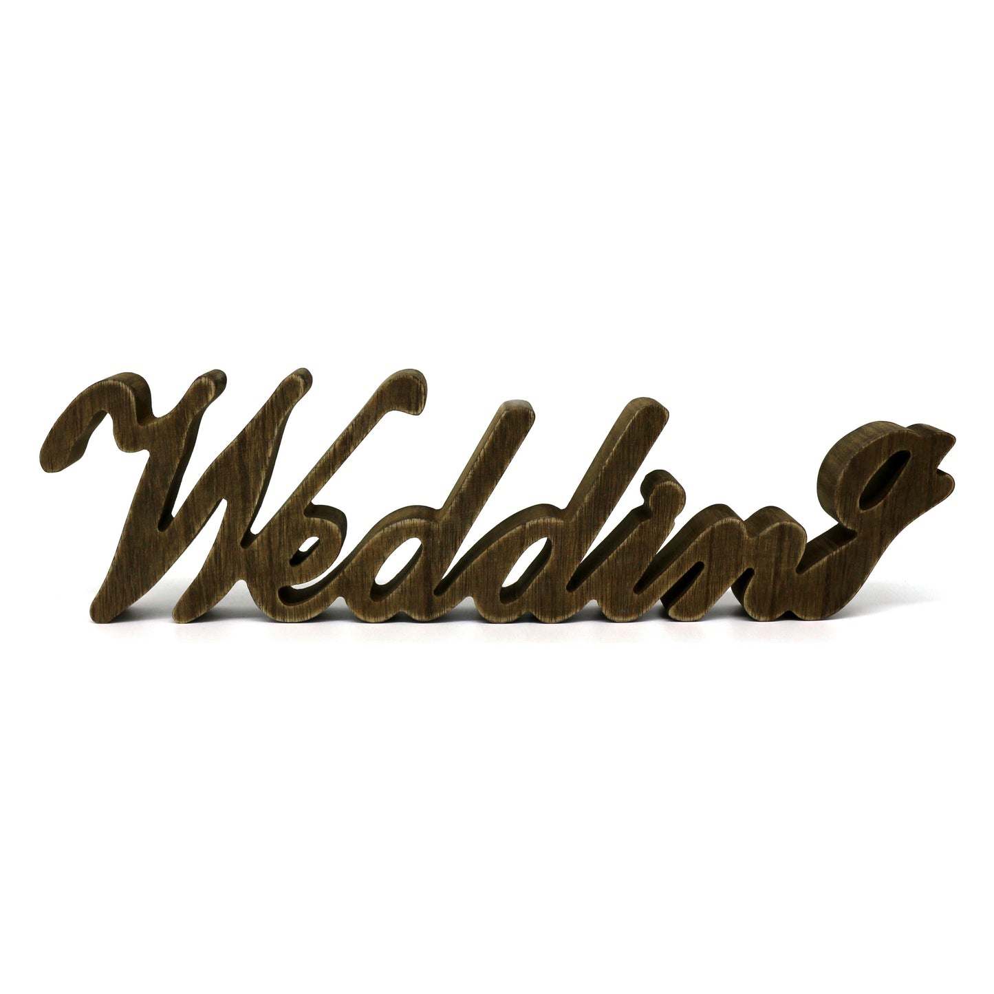 CVHOMEDECO. Rustic Vintage Distressed Wooden Words Sign Free Standing "Wedding" Tabletop/Shelf/Wall/Wedding/Party Decoration Art, 15.5 x 4.25 x 1 Inch