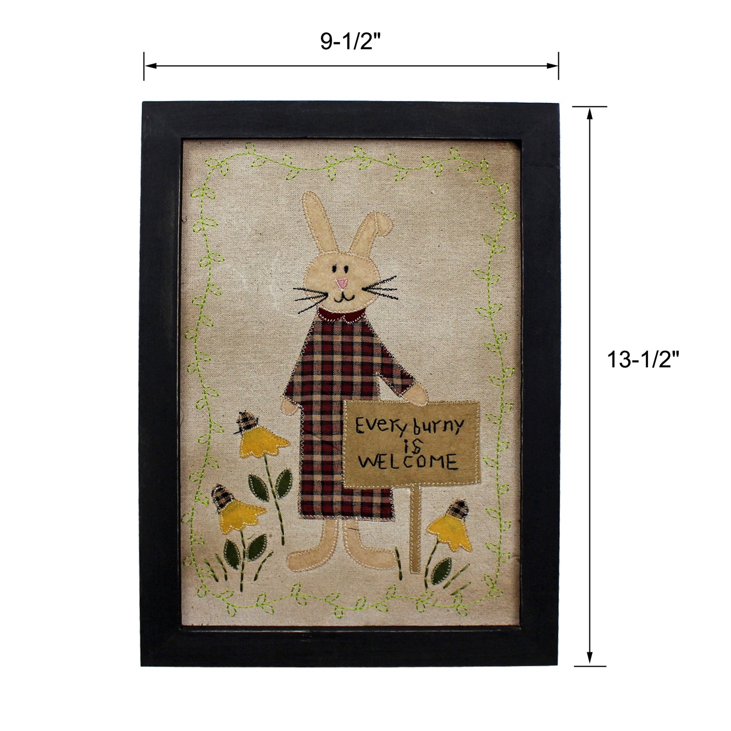 CVHOMEDECO. Primitives Vintage Every burny is Welcome Stitchery Frame Wall Mounted Hanging Decor Art, 9.5 x 13.5 Inch