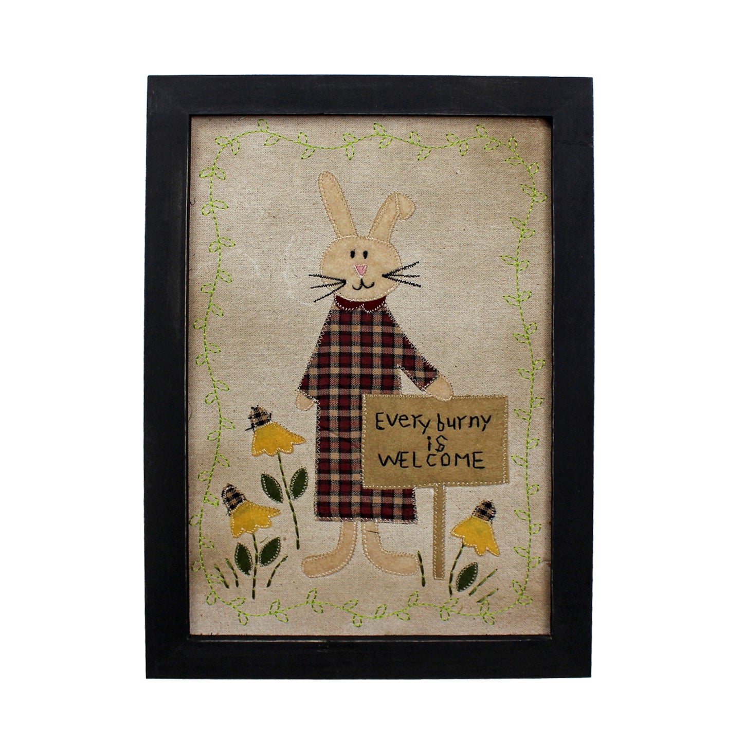 CVHOMEDECO. Primitives Vintage Every burny is Welcome Stitchery Frame Wall Mounted Hanging Decor Art, 9.5 x 13.5 Inch