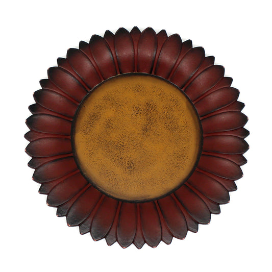 CVHOMEDECO. Sunflower Shape Plate Country Vintage Display Wooden Plate Home and Office Décor Art, 11 Inch