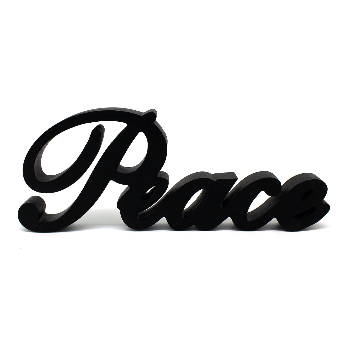 CVHOMEDECO. Matt Black Wooden Words Sign Free Standing "Peace" Desk/Table/Shelf/Home Wall/Office Decoration Art, 11 x 4.25 x 1 Inch