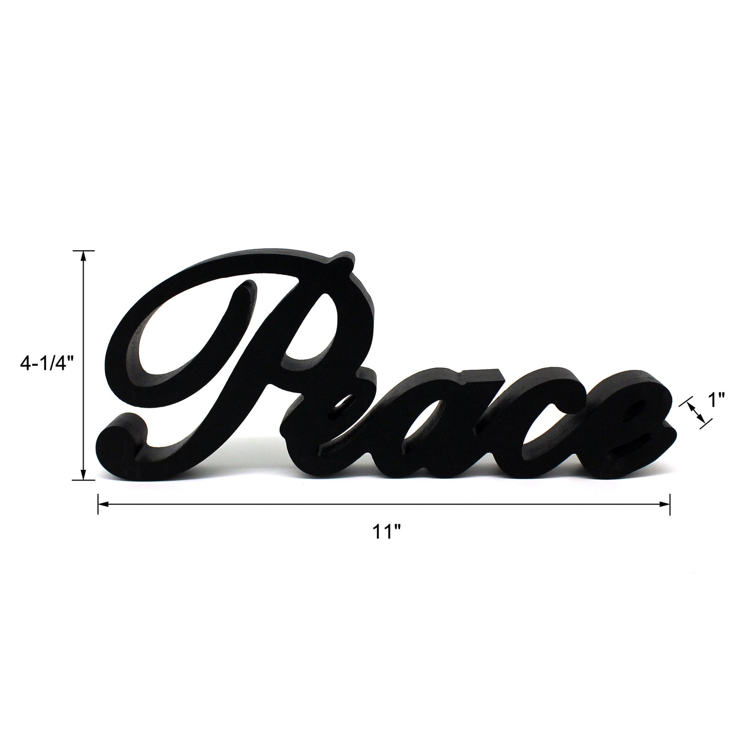 CVHOMEDECO. Matt Black Wooden Words Sign Free Standing "Peace" Desk/Table/Shelf/Home Wall/Office Decoration Art, 11 x 4.25 x 1 Inch