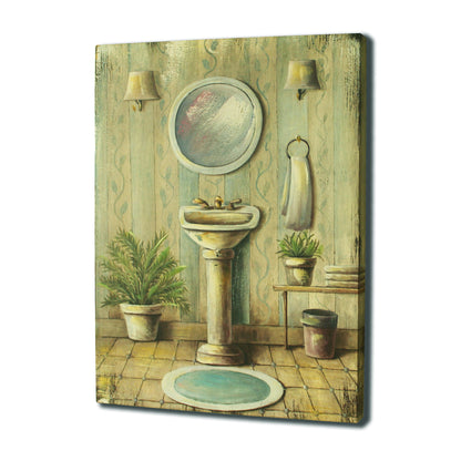 CVHOMEDECO. Primitives Rustic Hand Painted Wooden Frame Wall Hanging 3D Painting Decoration Art, Washroom Design, 11.75 x 15.75 Inch