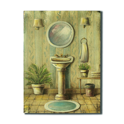 CVHOMEDECO. Primitives Rustic Hand Painted Wooden Frame Wall Hanging 3D Painting Decoration Art, Washroom Design, 11.75 x 15.75 Inch