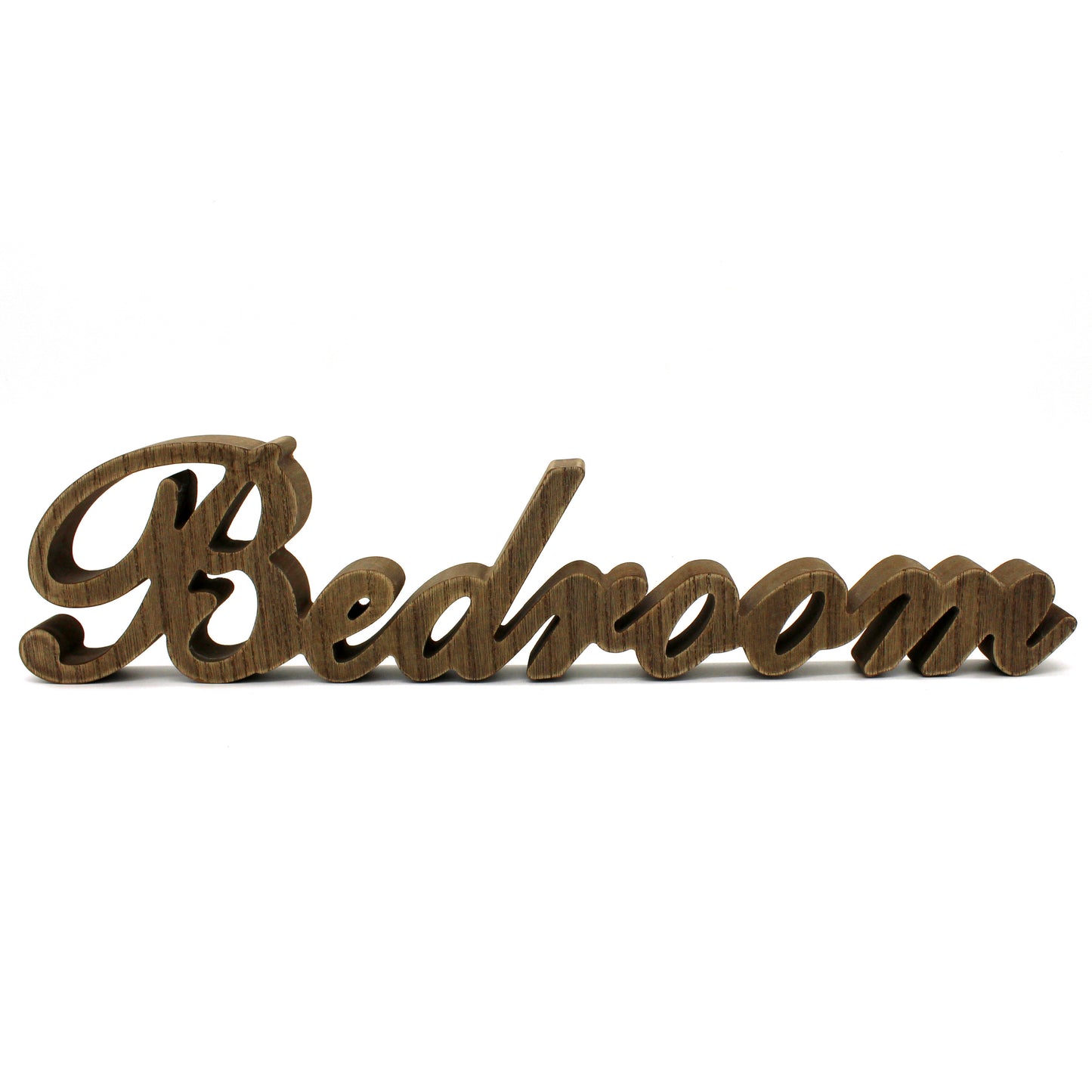 CVHOMEDECO. Rustic Vintage Distressed Wooden Words Sign Free Standing "Bedroom" Desk/Table/Shelf/Door/Home Wall Decoration Art, 18.5 x 4.25 x 1 Inch