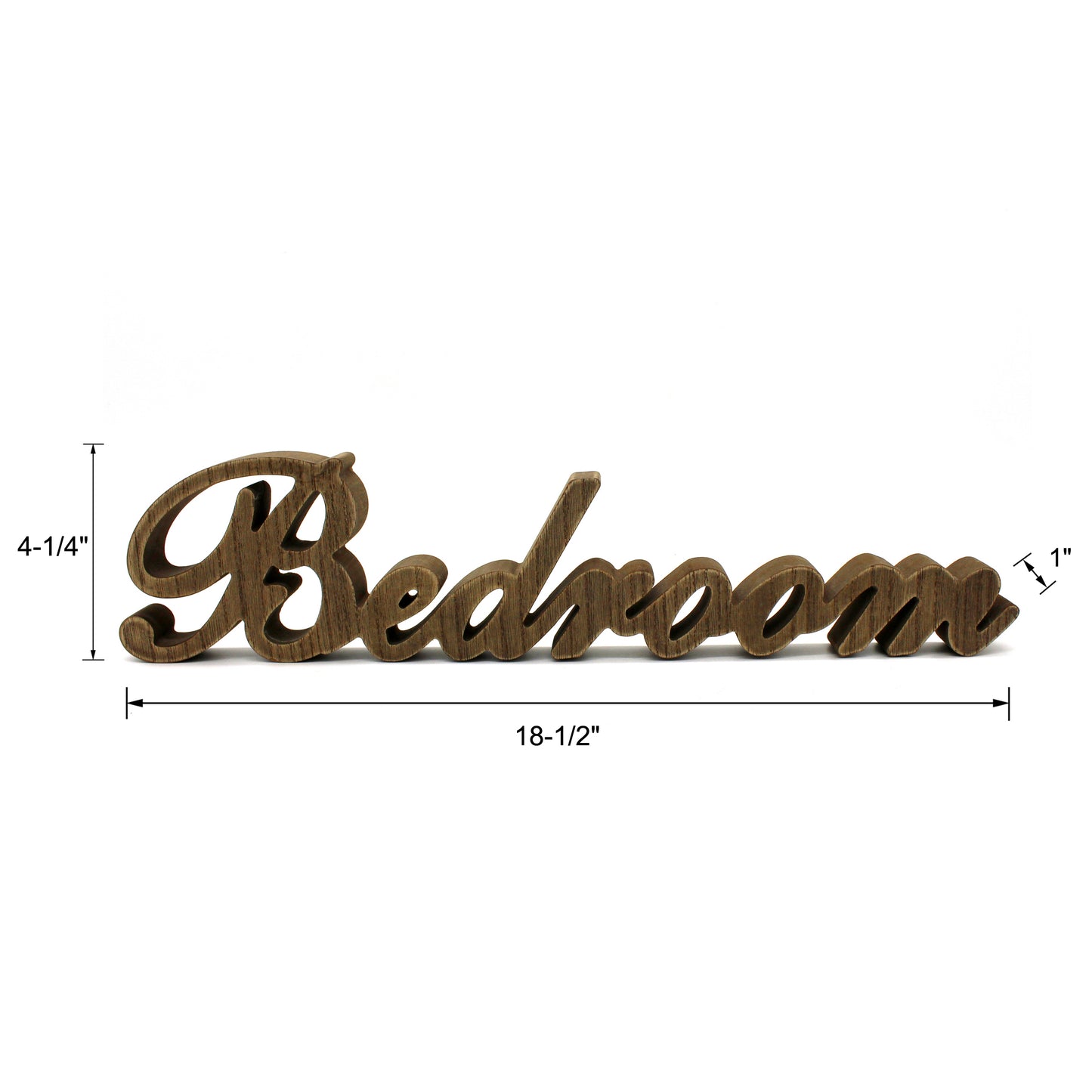 CVHOMEDECO. Rustic Vintage Distressed Wooden Words Sign Free Standing "Bedroom" Desk/Table/Shelf/Door/Home Wall Decoration Art, 18.5 x 4.25 x 1 Inch