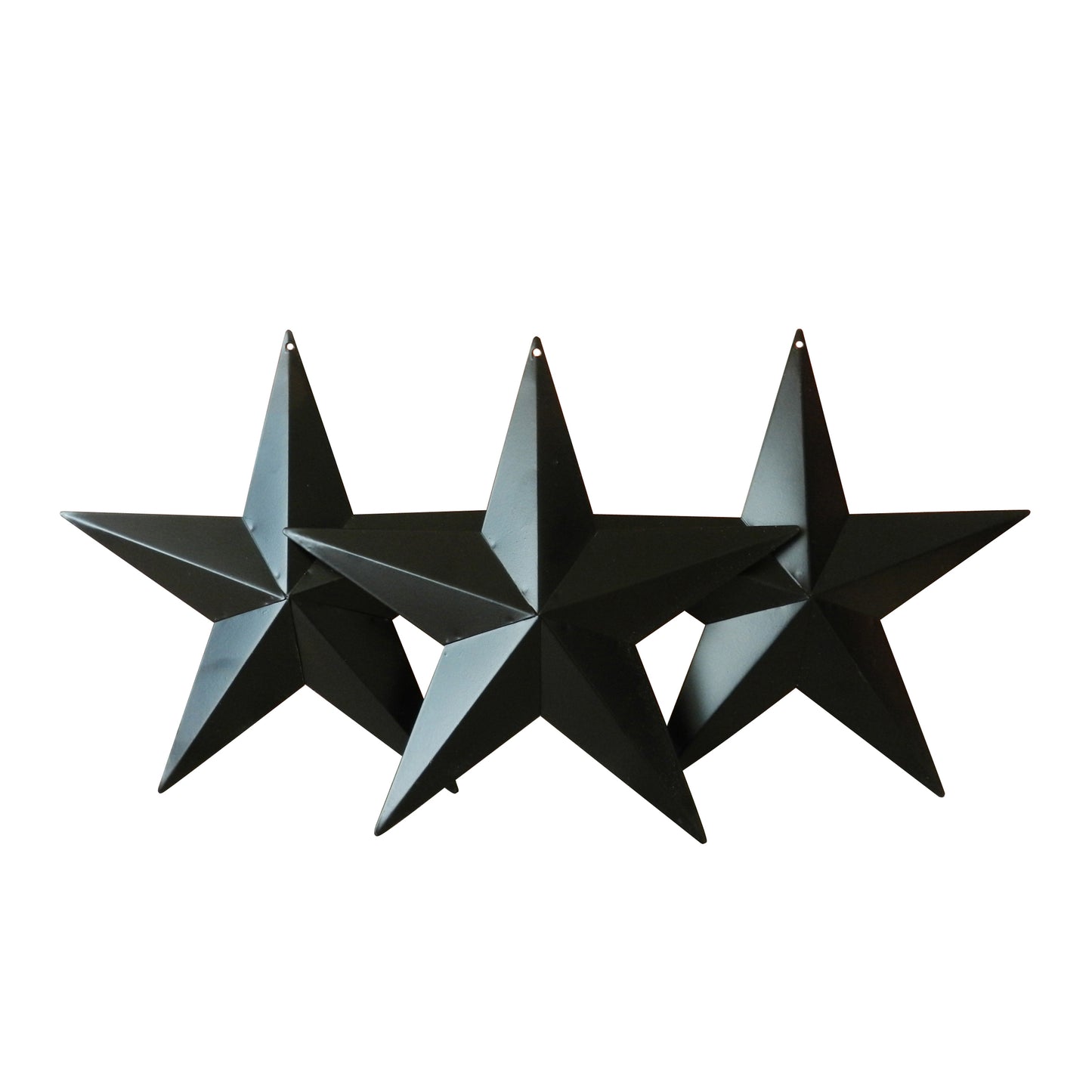 CVHOMEDECO. Country Rustic Antique Vintage Gifts Black Metal Barn Star Wall/Door Decor, 8 Inch, Set of 3.