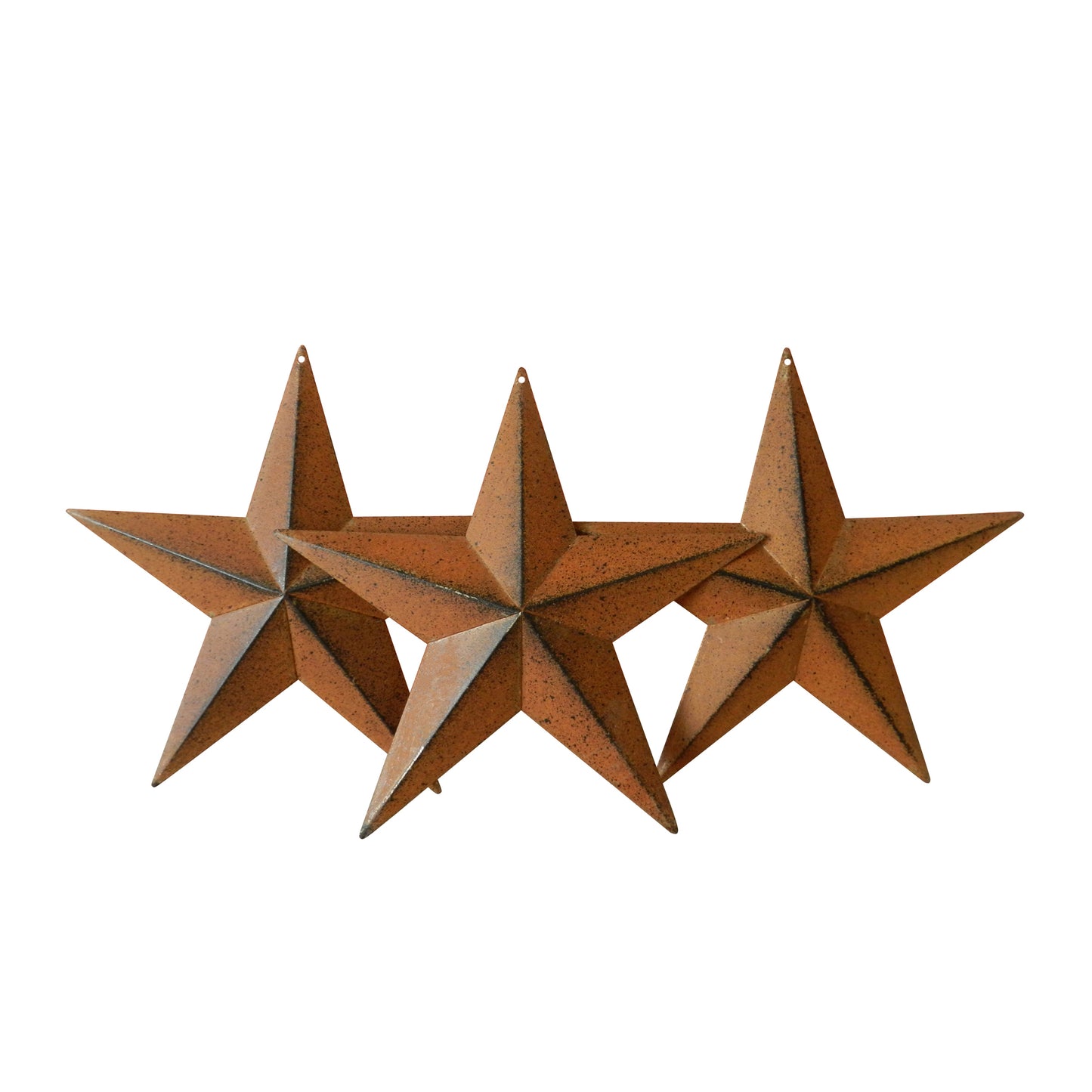 CVHOMEDECO. Country Rustic Antique Vintage Gifts Rusty/Black Metal Barn Star Wall/Door Decor, 8 Inch, Set of 3.