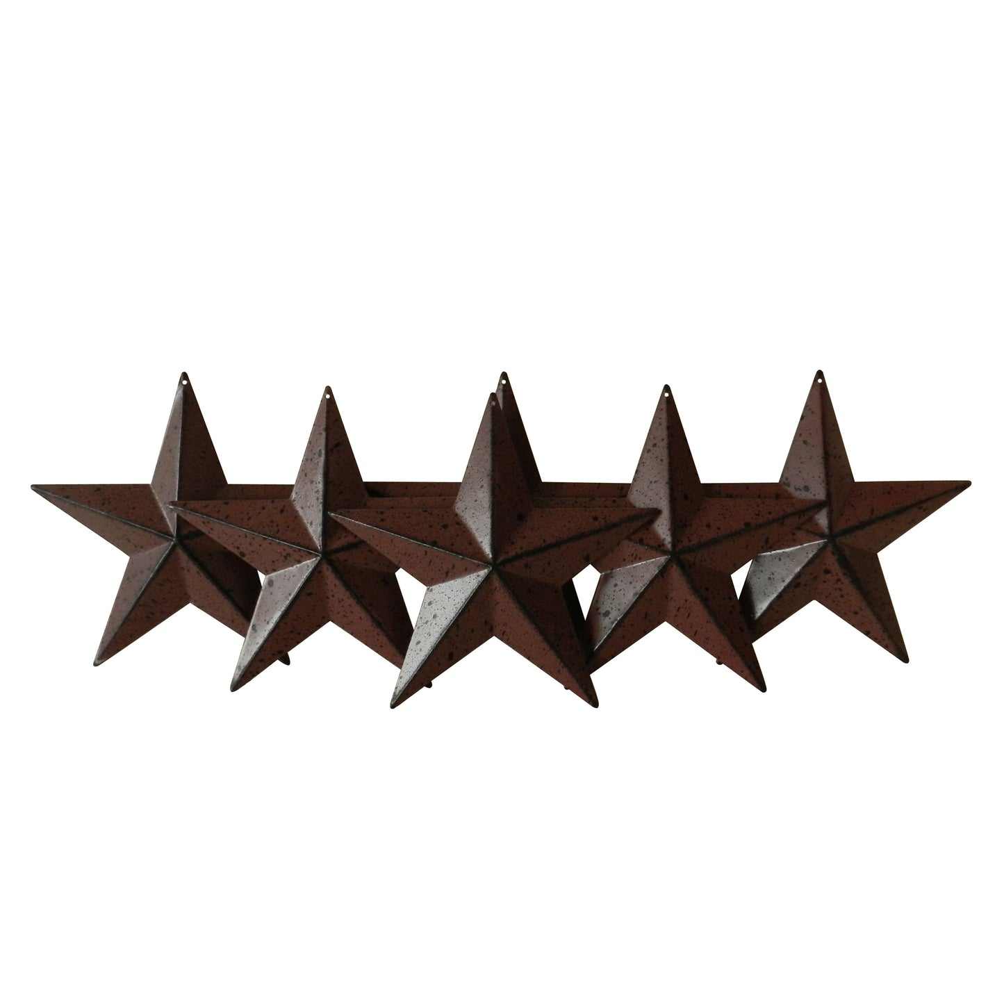 CVHOMEDECO. Country Rustic Antique Vintage Gifts Burgundy/Black Metal Barn Star Wall/Door Decor, 5.5 Inch, Set of 6.