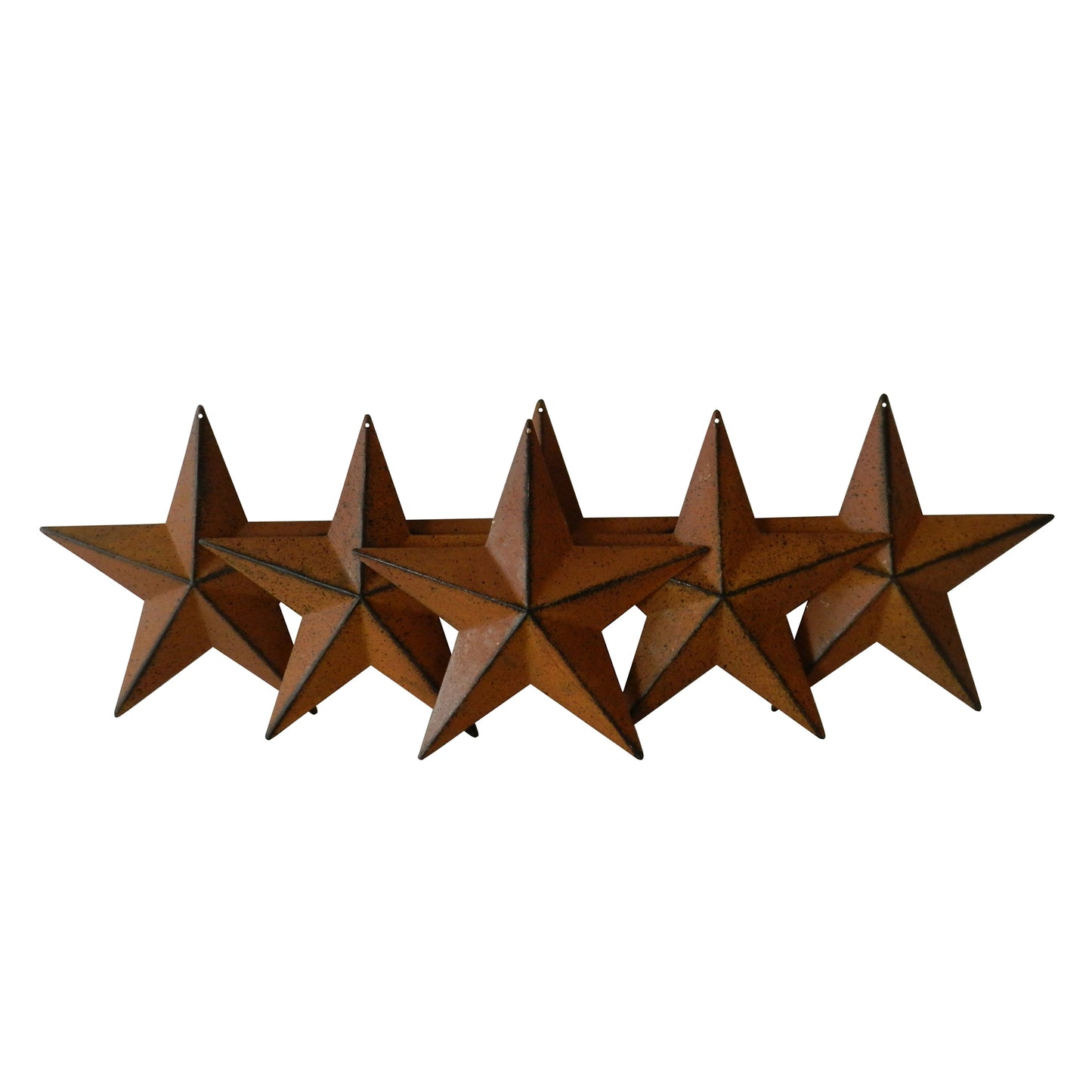 CVHOMEDECO. Country Rustic Antique Vintage Gifts Rusty/Black Metal Barn Star Wall/Door Decor, 5.5 Inch, Set of 6.