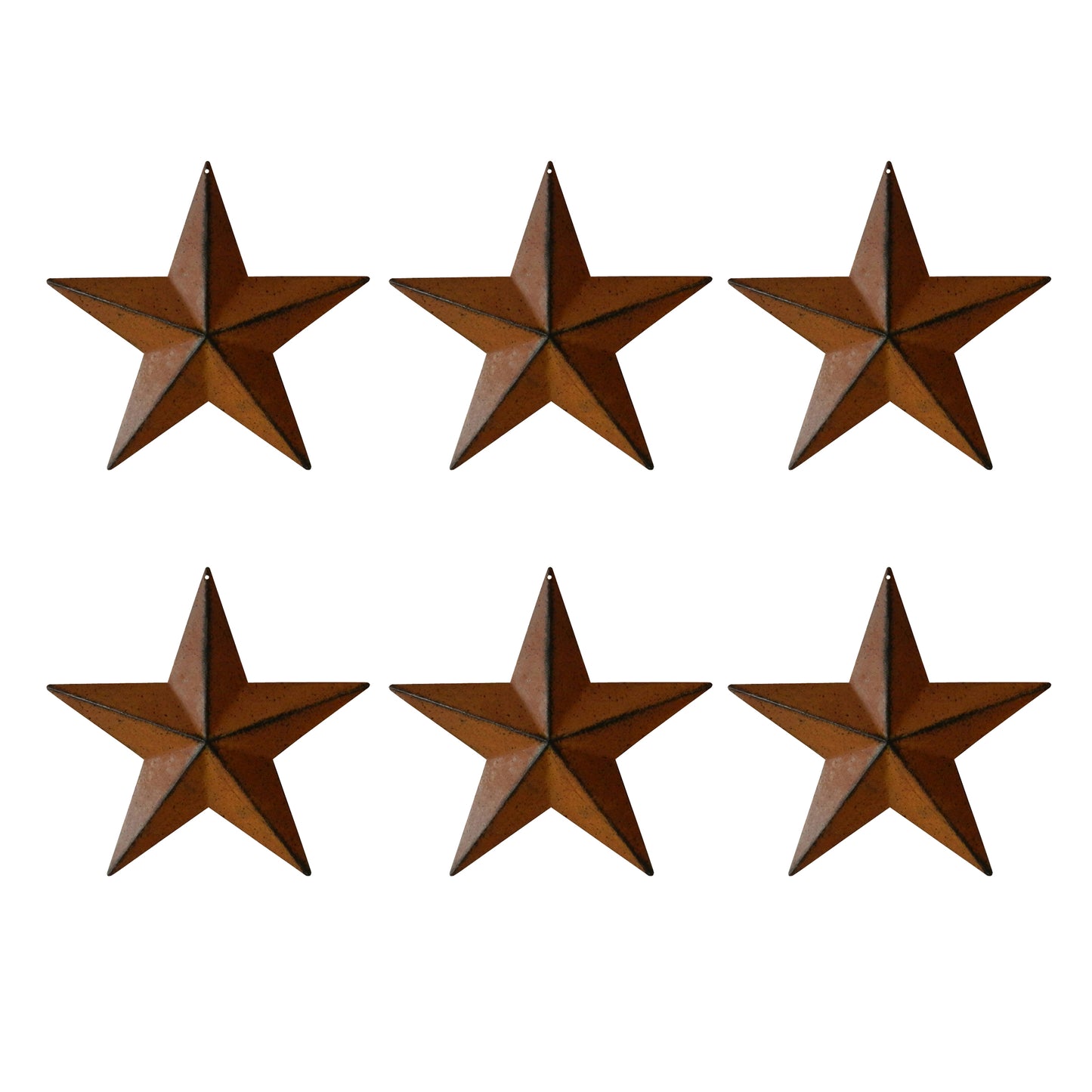 CVHOMEDECO. Country Rustic Antique Vintage Gifts Rusty/Black Metal Barn Star Wall/Door Decor, 5.5 Inch, Set of 6.