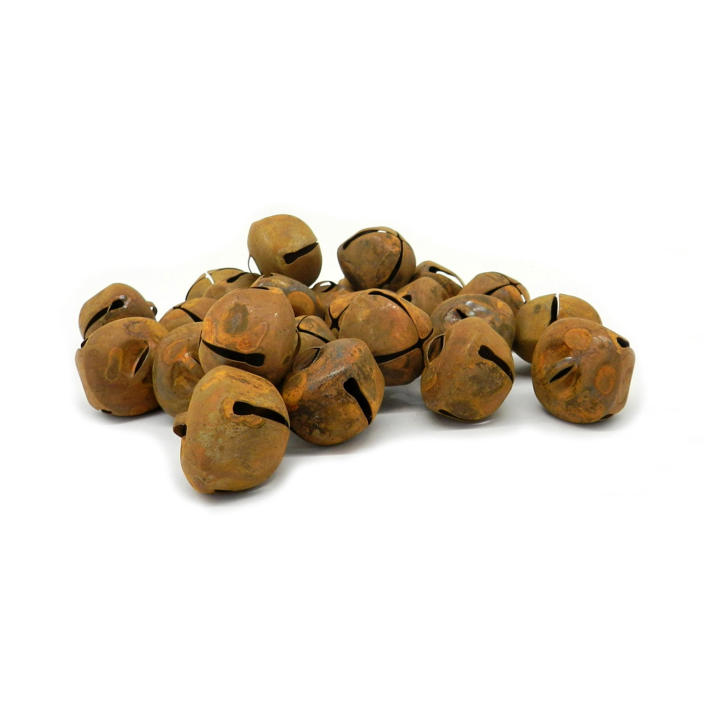 CVHOMEDECO. Country Primitive Craft Rusty Tin Jingle Bells for Crafting, Designing and Decorating, 1.19 Inch, Packages of 24.