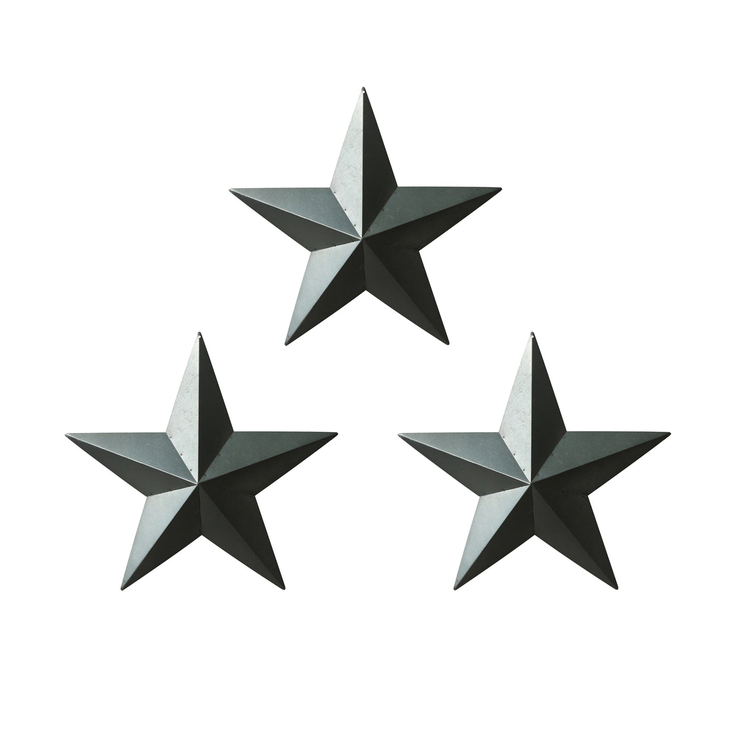 CVHOMEDECO. Country Rustic Antique Vintage Gifts Grungy Desert Sage Metal Barn Star Wall/Door Decor, 8 Inch, Set of 3.