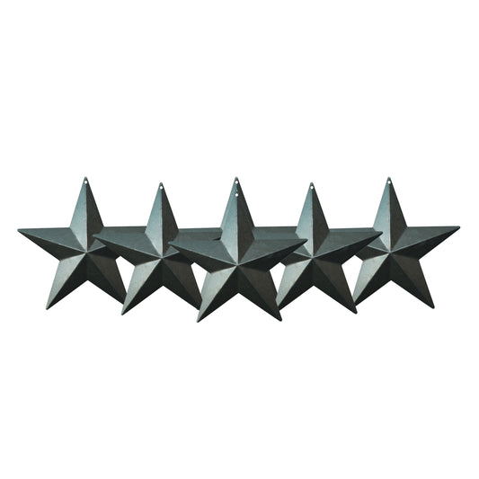 CVHOMEDECO. Country Rustic Antique Vintage Gifts Grungy Desert Sage Metal Barn Star Wall/Door Decor, 5.5 Inch, Set of 6.