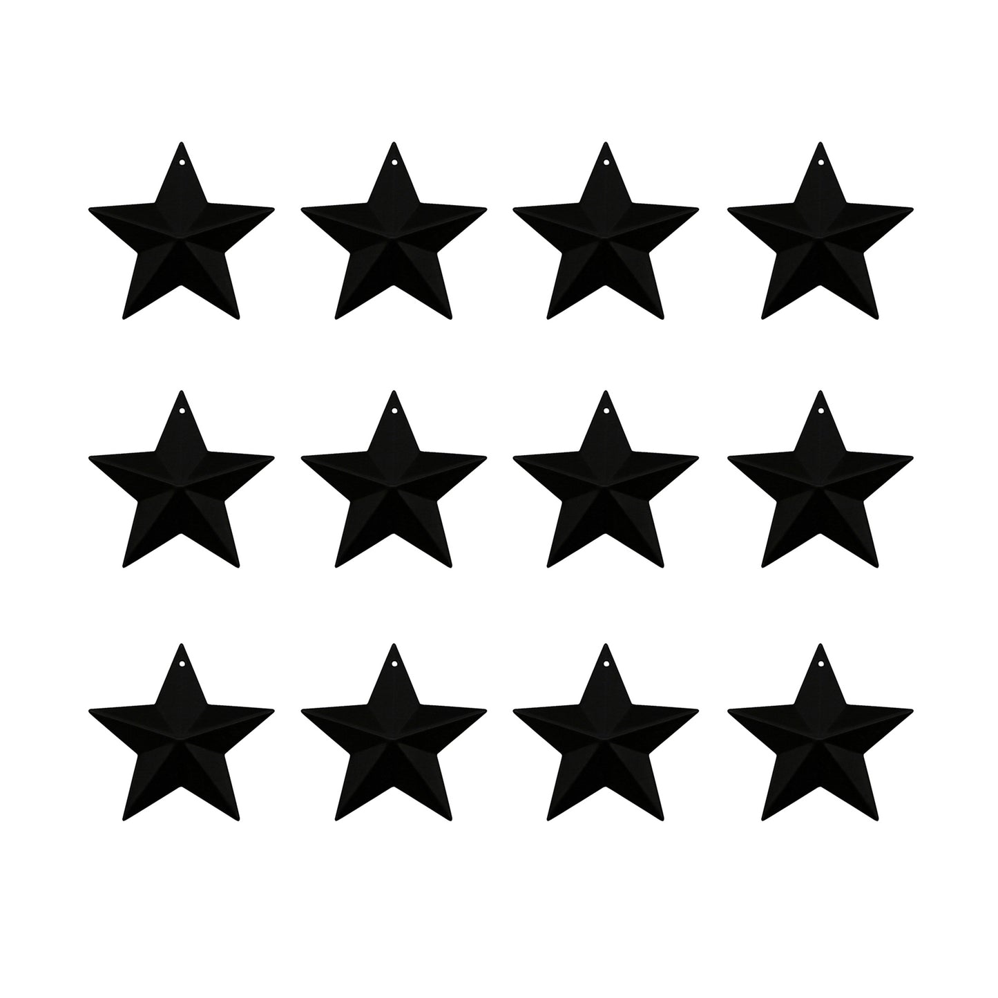 CVHOMEDECO. Country Rustic Primitive Vintage Gifts Black Small Metal Barn Star Wall/Door Decor, 2.5 Inch, Set of 12.