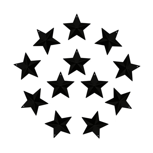 CVHOMEDECO. Country Rustic Primitive Vintage Gifts Black Small Metal Barn Star Wall/Door Decor, 2.5 Inch, Set of 12.