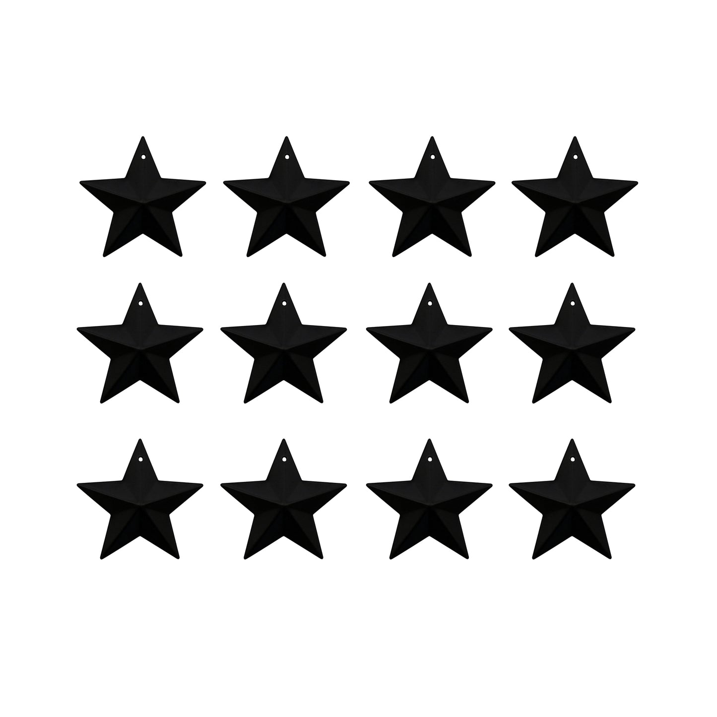 CVHOMEDECO. Country Rustic Primitive Vintage Gifts Black Small Metal Barn Star Wall/Door Decor, 2.25 Inch, Set of 12.