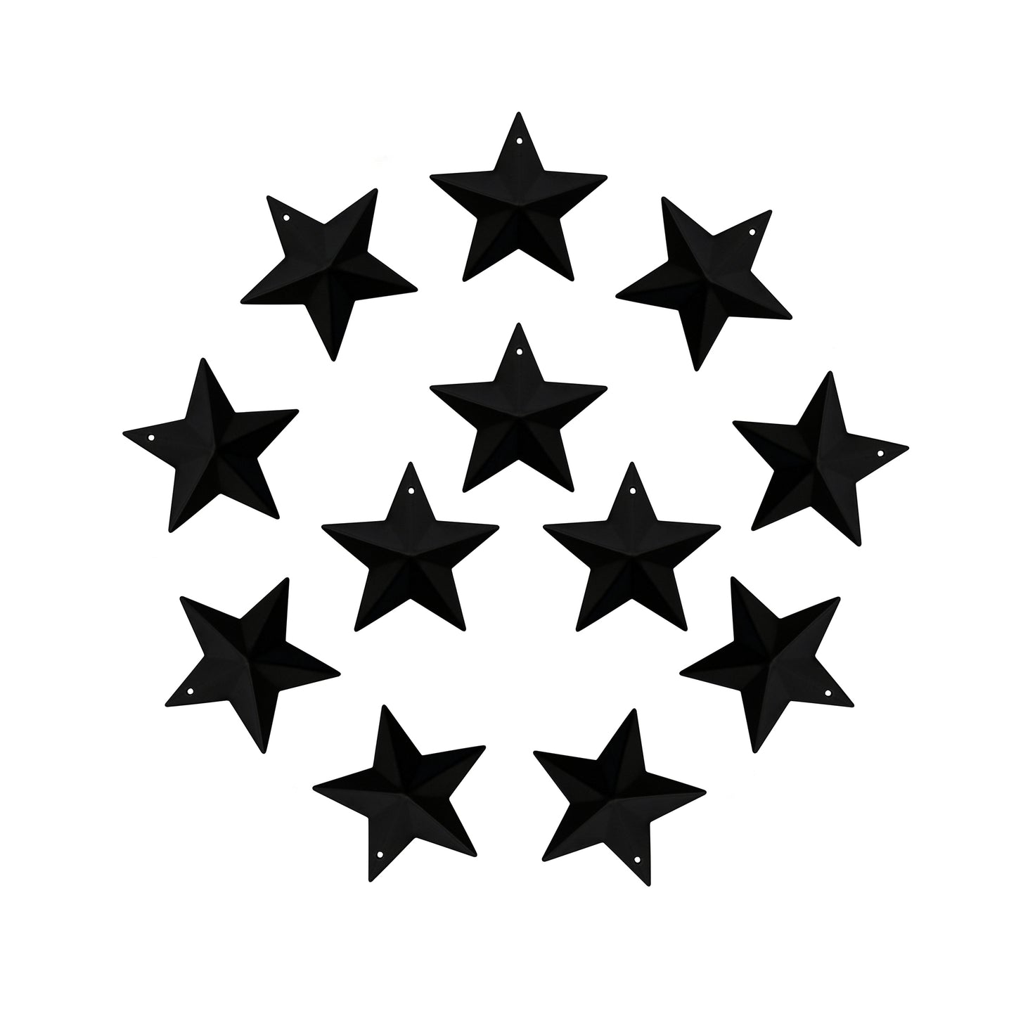 CVHOMEDECO. Country Rustic Primitive Vintage Gifts Black Small Metal Barn Star Wall/Door Decor, 2.25 Inch, Set of 12.