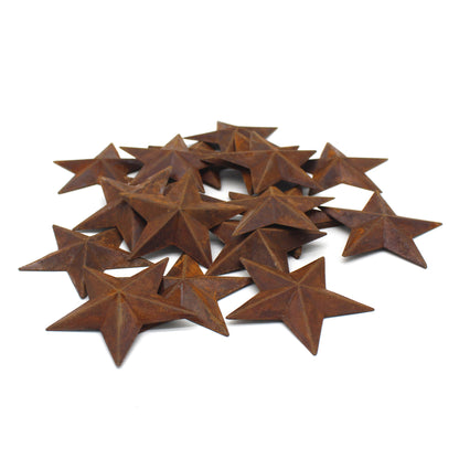 CVHOMEDECO. Primitives Rustic Country Décor. Rusty Small Metal Barn Star Home Decorative Accents, 2.75 Inch, Set of 24