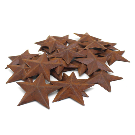 CVHOMEDECO. Primitives Rustic Country Décor. Rusty Small Metal Barn Star Home Decorative Accents, 3 Inch, Set of 24