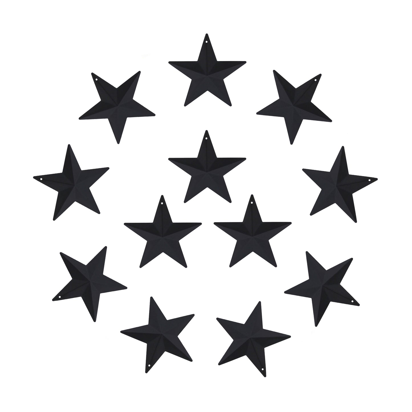 CVHOMEDECO. Country Rustic Primitive Vintage Gifts Black Small Metal Barn Star Wall/Door Decor, 2.75 Inch, Set of 12.